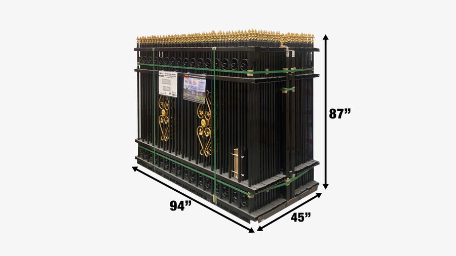 212-ft Bi-Parting Ornamental Wrought Iron Gate & Fence Panels Combo Pack, All Steel, Powder Coated, TMG-MG212P