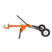 Side view with wheels and lowered center attachment on ATV Tow-Behind Grader Blade
