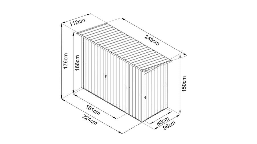 TMG Abri de garage industriel en métal pour bicyclettes de 4 pi x 8 pi, métal ondulé de calibre 29, bord supérieur de 70 po, TMG-MS0408