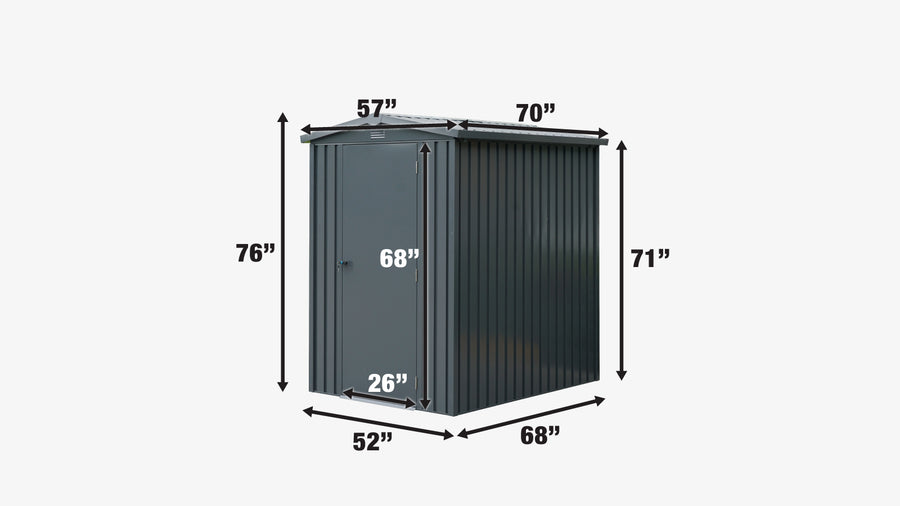 Abri de jardin en métal TMG Heavy Series™ 1,5 x 1,8 m à toit à deux pentes, Métal ondulé galvanisé, Conception de toit à deux pentes, Deux évents, TMG-MS0506