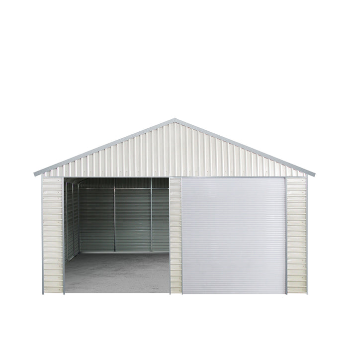 TMG Industrial 21' x 19' Garage double en métal avec porte d'entrée latérale, 400 pieds carrés, hauteur d'avant-toit de 8', panneaux ondulés 27 GA, TMG-MS2119