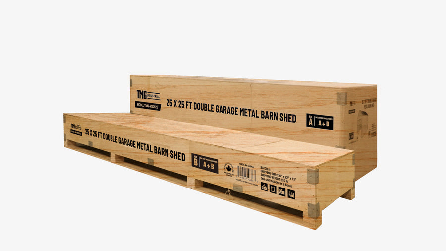25' x 25' Double Garage Metal Barn Shed (Discontinued – Replaced by TMG-MS2630, 2641)
