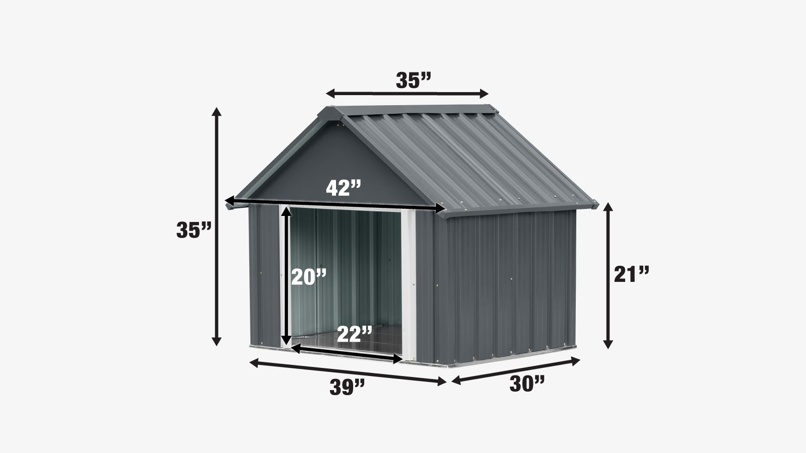 TMG Industrial Outdoor Metal Dog House, Detachable Metal Floor, Apex Roof Design, Approx. 8 Sq-Ft Floor Space, TMG-MSD42-specifications-image