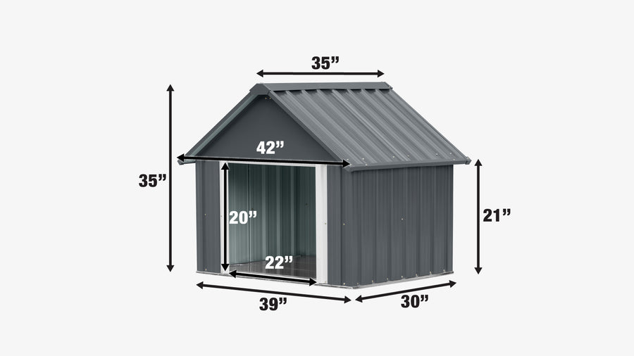 Outdoor Metal Doghouse, Detachable Metal Floor, Apex Roof Design, Approx. 8 Sq-Ft Floor Space, TMG-MSD42