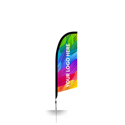 Single colorful mockup with 'YOUR LOGO HERE' text, Medium Size Custom Printed Feather Flag.
