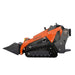 Mini skid steer loader with 24.6HP Kubota diesel engine, 750lb lift capacity, 112in lift height, and 44in front bucket, TMG-MVL28K