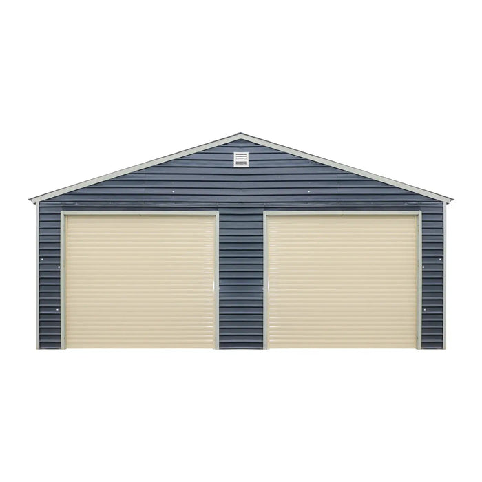 TMG-MS26-RD10 Motorized Roll-Up Door Kit for TMG-MS26 series metal barn sheds, featuring two remote controls, an AC motor, and backup manual opener for reliable and secure door operation.