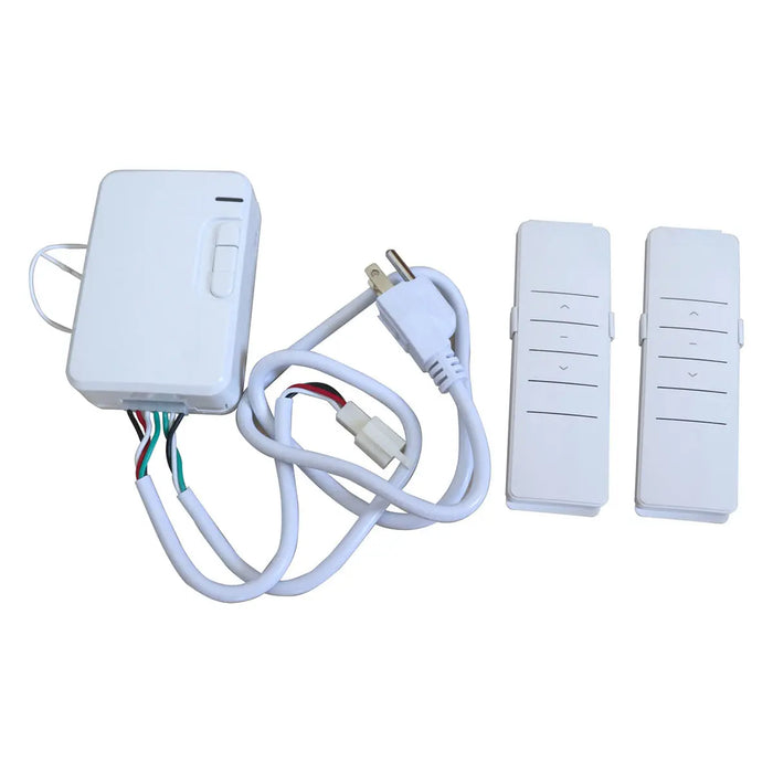 TMG-MS26-RD10 Motorized Roll-Up Door Kit for TMG-MS26 series metal barn sheds, featuring two remote controls, an AC motor, and backup manual opener for reliable and secure door operation.