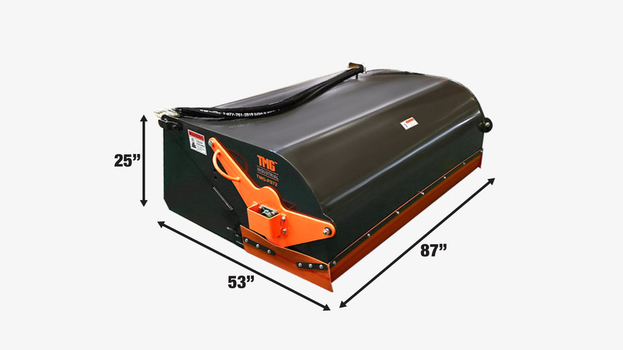 72" Skid Steer Pick Up Broom Sweeper with Bucket, Standard Flow, 22" Diameter Bristles, 45-75 HP Skid Steers, TMG-PS72