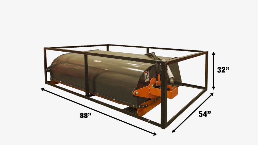 72" Skid Steer Pick Up Broom Sweeper with Bucket, Standard Flow, 22" Diameter Bristles, 45-75 HP Skid Steers, TMG-PS72