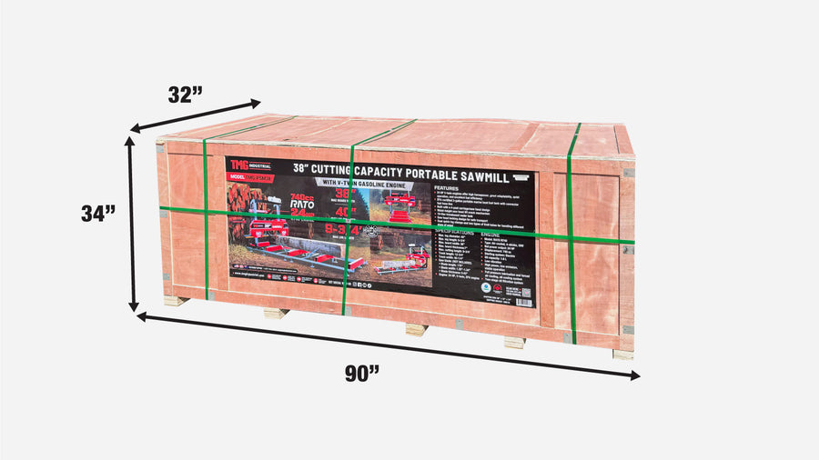 40" Portable Sawmill, 13' Track Length, 24 HP V-Twin Engine, 4-Post Carriage, 10 L Water Tank, EPA Certified Fuel Tank, TMG-PSM38