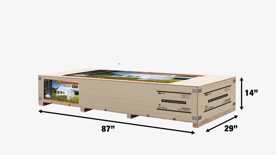 20' x 20' Heavy Duty Outdoor Party Tent with Removable Sidewalls and Roll-Up Doors, PE tarpaulin fabric, 6'6" Overhead, 10' Peak Ceiling, TMG-PT2020F