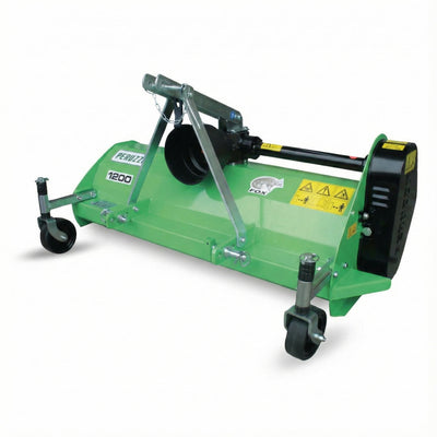 Peruzzo FOX1200 48" rear flail mower with 40 hammer blades for 18–20 HP compact tractors
