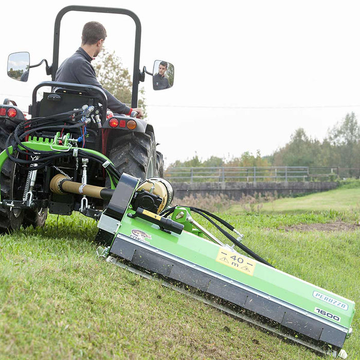 Peruzzo FOX CROSS 1600 Ditch‑Bank Flail Mower with 58" Cut Width, Hydraulic Offset, 30-45 HP Tractors, Made in Italy