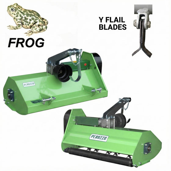 Peruzzo Frog 1120 45" rear flail mower for 18–25 HP compact tractors, made in Italy, Y Flail Blade 