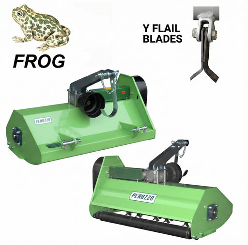 Peruzzo Frog 1120 45" rear flail mower for 18–25 HP compact tractors, made in Italy, Y Flail Blade 