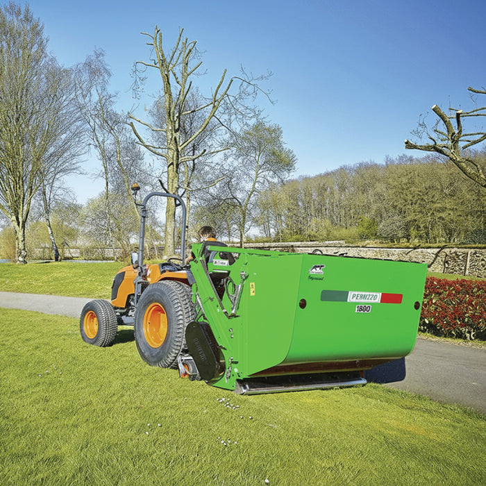 Peruzzo Panther Professional 1800 Flail Collector Mower, 70" Working Width, 64 cb ft Hydraulic Collector, 50-60 HP Tractors, Made in Italy