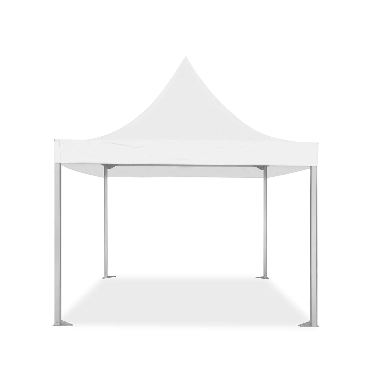 Front view showing canopy peak, legs of 13' x 13' Marquee Tent Heavy Duty Aluminum Frame