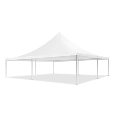 White peaked 33' x 33' Marquee Tent Canopy with aluminum frame.