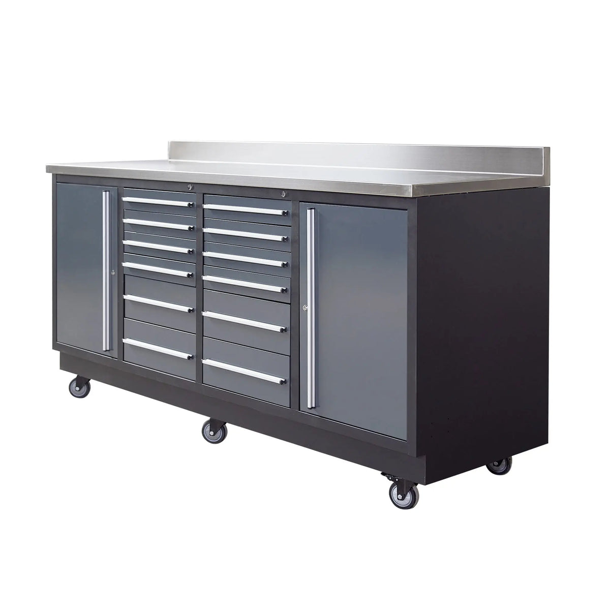 TMG Heavy Series 7-ft 12-Drawer Workbench - Stainless Top