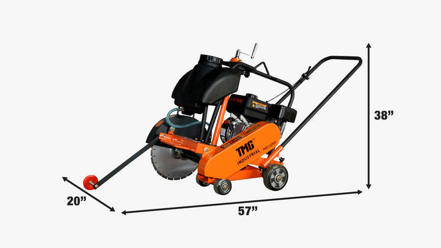 TMG Industrial Heavy Duty Walk Behind Concrete Floor Saw, w/6.5 HP Loncin Essence Engine, 3" Cutting Depth, TMG-Q300