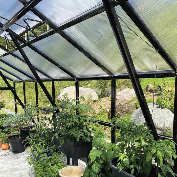 Nordic Series 13' x 13' Gazebo-Style Greenhouse, 9' Height, Expandable Aluminum Frame, Tempered Glass Walls and Polycarbonate Roof, TMG-GHN1313
