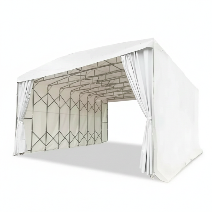 20' x 33' Retractable Mobile Shelter, 13' Clearance Height, 8" Lockable Wheels, 27 oz PVC Cover, TMG-ST2033M TMG Industrial CA