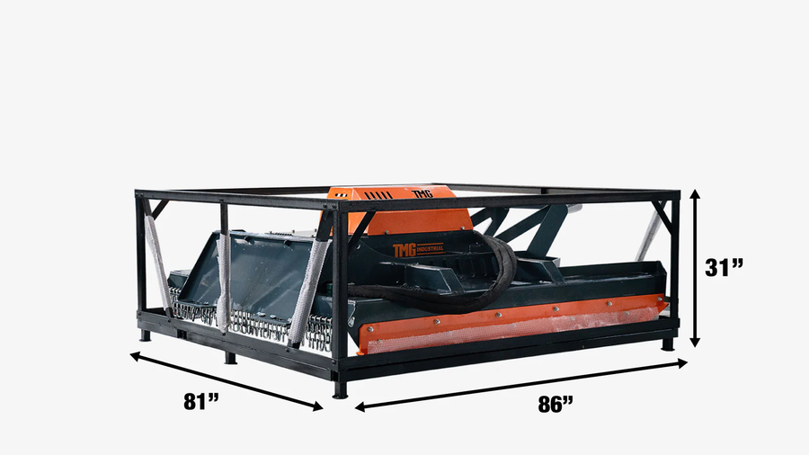 TMG Heavy Series™ 72" Extreme Duty Skid Steer Brush Cutter, Open Front Push Bar, 27-35 GPM, Drop Down Profile Blades, TMG-SBC76