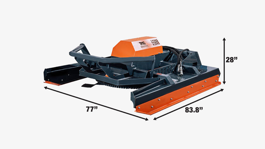 TMG Heavy Series™ 72" Extreme Duty Skid Steer Brush Cutter, Open Front Push Bar, 27-35 GPM, Drop Down Profile Blades, TMG-SBC76