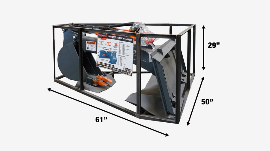 Skid Steer Backhoe Attachment, 12" Bucket Included, 30-60 HP Carriers, 59" Digging Depth TMG-SBH45