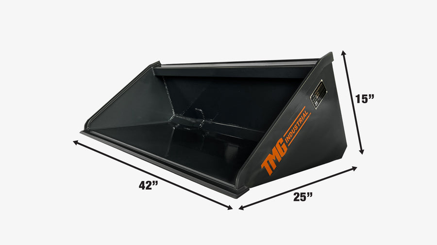 TMG-SBK42 42" Mini Skid Steer Bucket, Toro Style Mount, 5 Cu-Ft Capacity