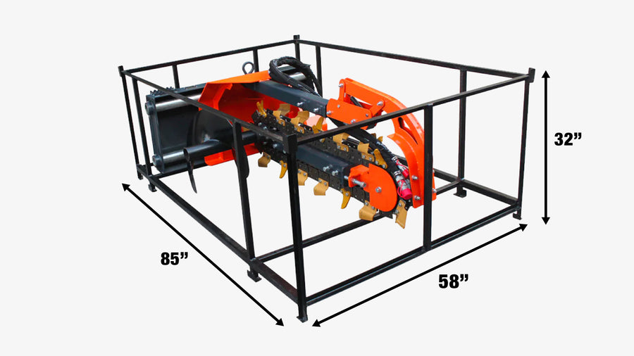36" Skid Steer Side Shift Trencher, 22" Auger Discharge, Boom & Crumber Assembly, Earth Tungsten Teeth, TMG-SDT36S (Discontinued – No Longer Available)