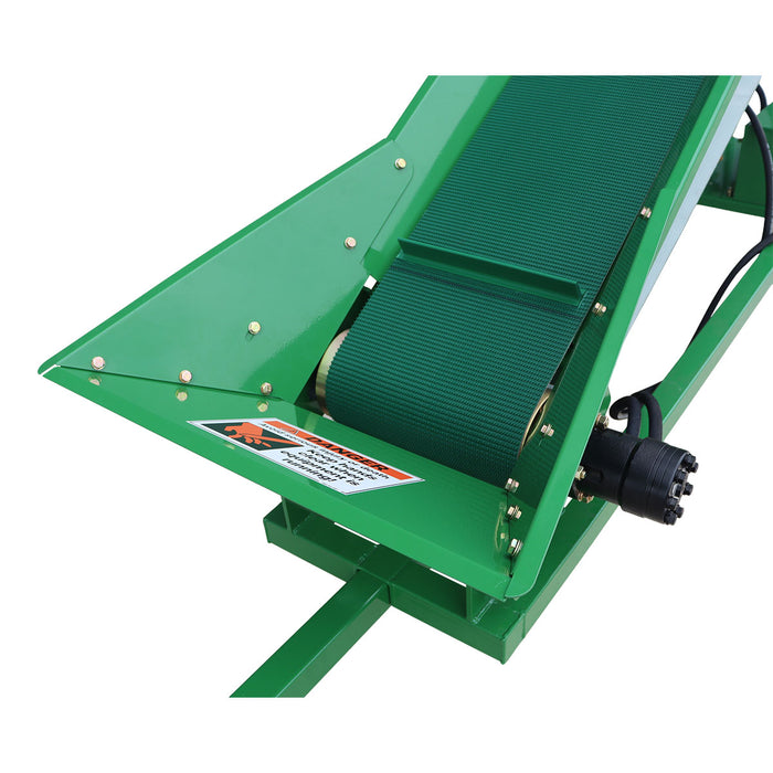 Convoyeur à bois de chauffage StanForge, moteur à essence 6,5 HP, tapis PVC de 12" de largeur, hauteur jusqu'à 10', attelage à boule de 2", SF-GFC12