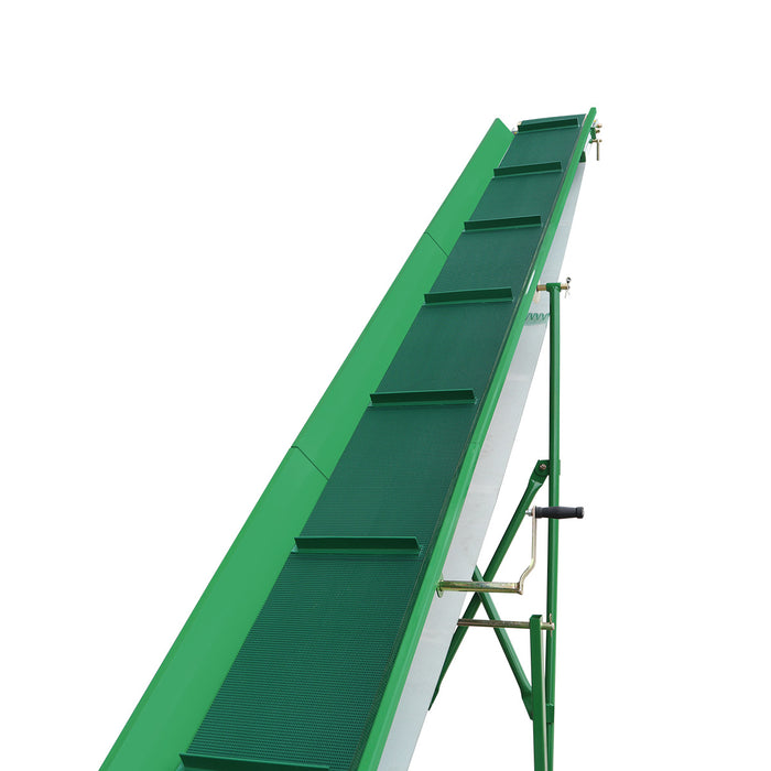 Convoyeur à bois de chauffage StanForge, moteur à essence 6,5 HP, tapis PVC de 12" de largeur, hauteur jusqu'à 10', attelage à boule de 2", SF-GFC12
