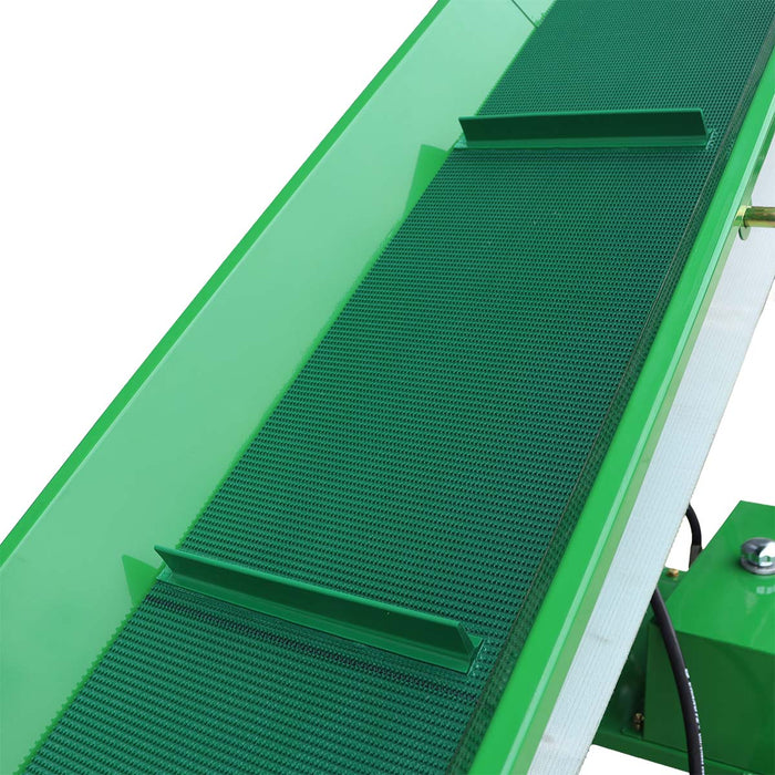 Convoyeur à bois de chauffage StanForge, moteur à essence 6,5 HP, tapis PVC de 12" de largeur, hauteur jusqu'à 10', attelage à boule de 2", SF-GFC12