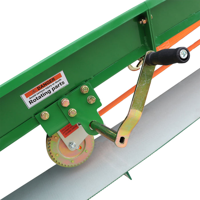 Convoyeur à bois de chauffage StanForge, moteur à essence 6,5 HP, tapis PVC de 12" de largeur, hauteur jusqu'à 10', attelage à boule de 2", SF-GFC12