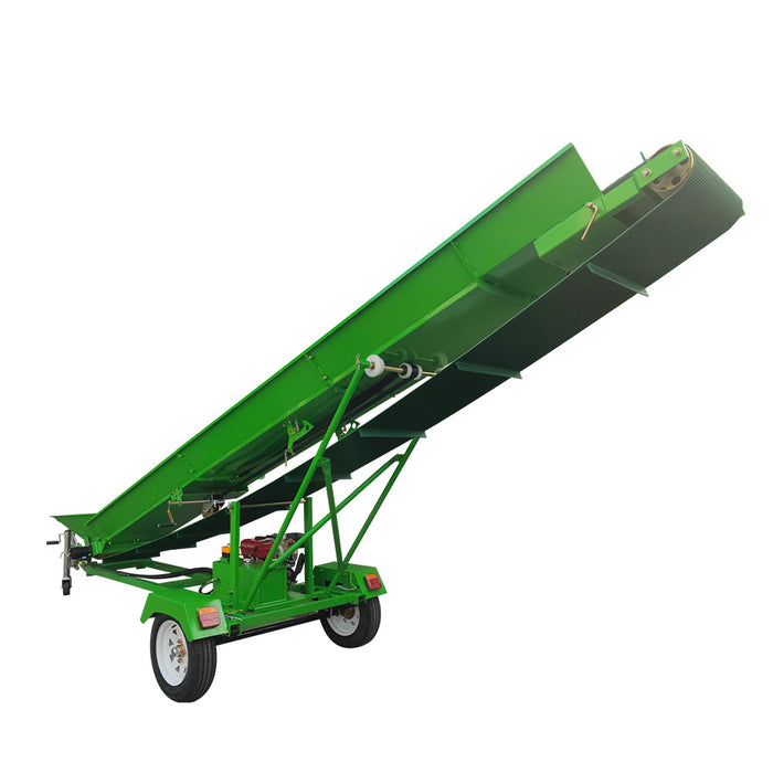 Firewood Conveyor, 6.5HP Gas Engine, 20" Width PVC Belt, Up To 10' Height, 2" Ball Hitch, SF-GFC20