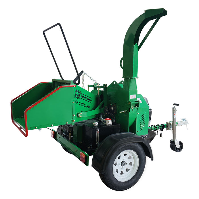 StanForge 6" Wood Chipper, 25HP V-Twin Gas Engine, Hydraulic Feeding, 2" Hitch Tow-Behind, SF-GWC25HP
