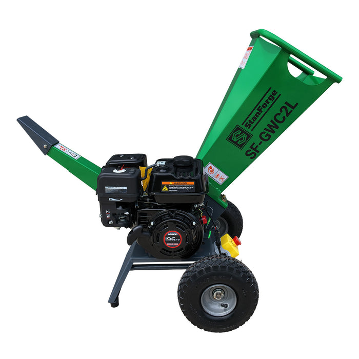 StanForge 2" Wood Chipper, 6.5HP Gas Engine, Portable Design, Adjustable Deflector, SF-GWC2L
