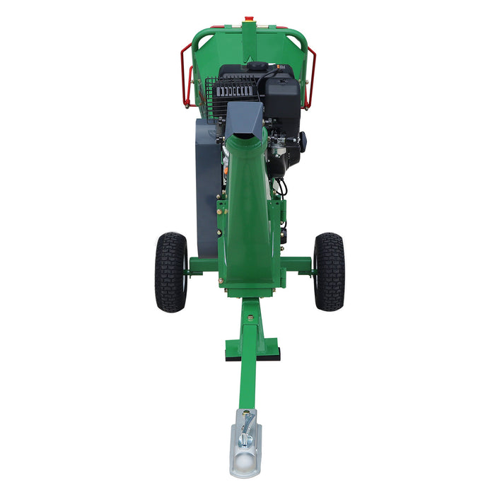 Déchiqueteuse à bois StanForge de 4 po, moteur à essence de 10 HP, goulotte d'éjection pivotante à 360°, remorquable avec attelage de 2 po, SF-GWC4L