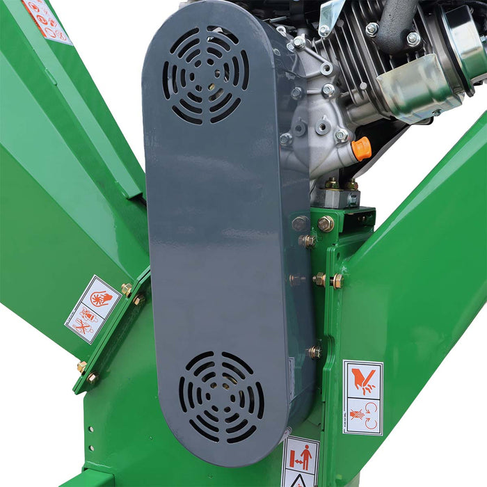 Déchiqueteuse à bois StanForge de 4 po, moteur à essence de 10 HP, goulotte d'éjection pivotante à 360°, remorquable avec attelage de 2 po, SF-GWC4L
