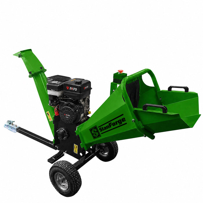 4" Wood Chipper, 10HP Gas Engine, 360° Rotating Discharge Chute, 2" Hitch Tow-Behind, SF-GWC4L