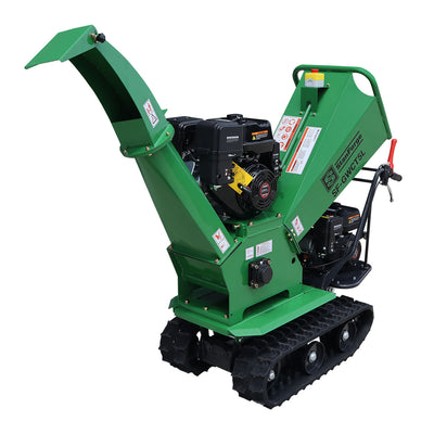 StanForge 5" Tracked Wood Chipper, Two Gas Engines (15HP and 6.5HP), Adjustable Discharge Deflector, Heavy-Duty Chassis, SF-GWCT5L