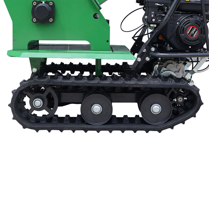 Déchiqueteuse à bois sur chenilles StanForge de 5 po, deux moteurs à essence (15 HP et 6,5 HP), déflecteur d'évacuation réglable, châssis robuste, SF-GWCT5L