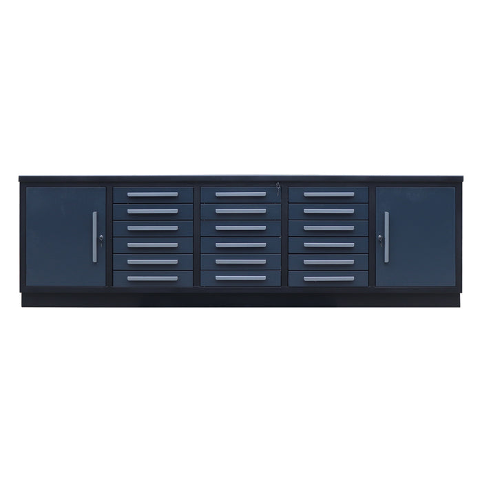 StanForge 10’ Steel Tabletop Workbench, 18 Slide Drawers, 2 side cabinets, All-in-one Welded Frame, SF-SWB18