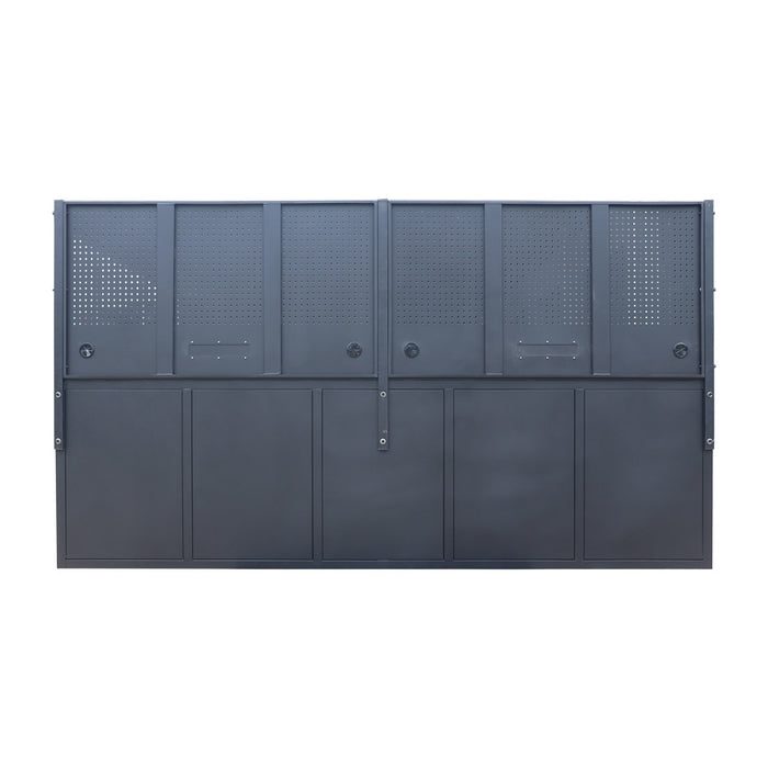 StanForge10’ Steel Tabletop Workbench with Pegboard, 18 Slide Drawers, 2 side cabinets, All-in-one Welded Frame, SF-SWB18P