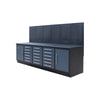 StanForge10’ Steel Tabletop Workbench with Pegboard, 18 Slide Drawers, 2 side cabinets, All-in-one Welded Frame, SF-SWB18P