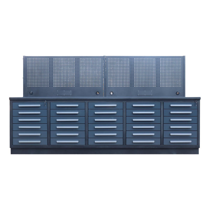 StanForge10' Steel Tabletop Workbench with Pegboard, 30 Slide Drawers, All-in-one Welded Frame, SF-SWB30P