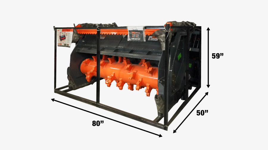 TMG Industrial 60" Skid Steer Forestry Drum Mulcher, dents en alliage forgé, système de refroidissement avec radiateur, 75 HP Skid Steers, TMG-SFM60