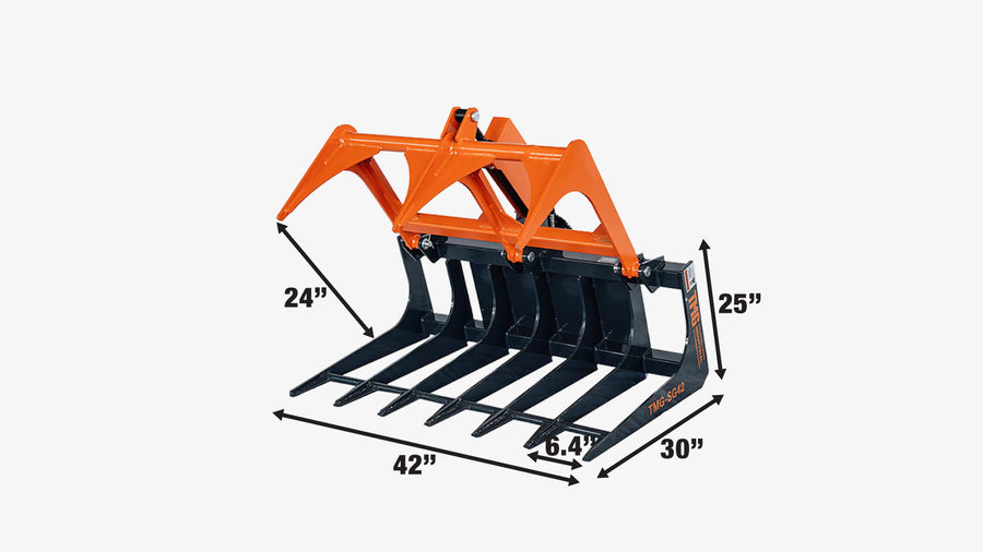 42" Mini Skid Steer Skeleton Grapple Attachment, Toro Style Mount, 24" Arm Opening, 2000 lb Weight Capacity, TMG-SG42